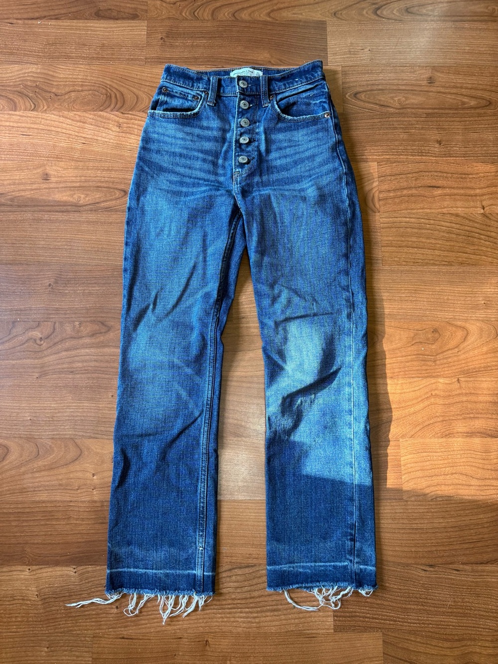 Abercrombie and Fitch High-Rise Button-Fly Women’s Jeans — Dark Blue